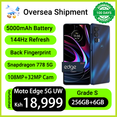 Refurbished Phones Motorola Edge 5G UW 2021 256GB Storage 6GB RAM Snapdragon 778G 108MP+32MP Camera 144Hz Refresh 5000mAh Battery Side Fingerprint Single SIM Smart Phones