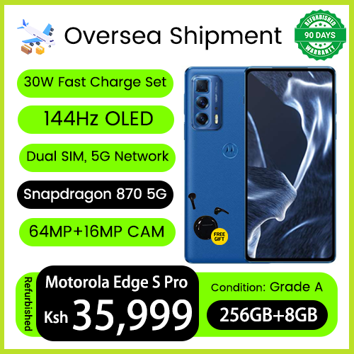 Refurbished Phones Motorola Edge S Pro 144HZ OLED 8GB RAM 256GB ROM Snapdragon 870 5G 64MP+16MP Camera 4500mAh Battery Side Fingerprint Smart Phones