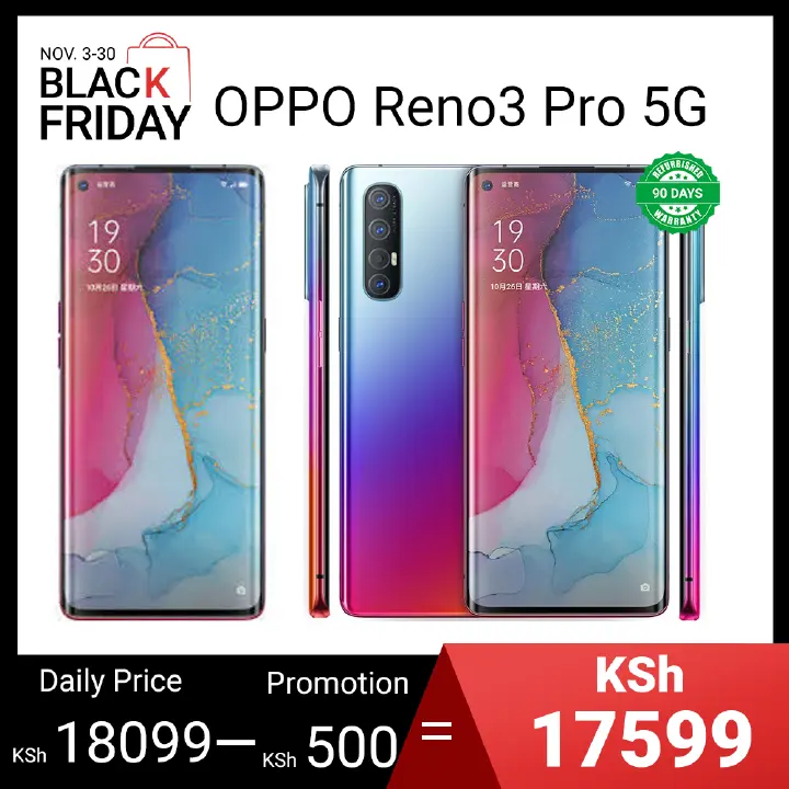Refurbished Phone OPPO Reno3 Pro 13(8+5)GB RAM 90hz AMOLED Curved Screen 128GB Stoarge in-Display Fingerprint 48MP+32MP 4025 mAh 99% New Dual 5G Snapdragon 765G OPPO Reno 3 Pro Smart Phones