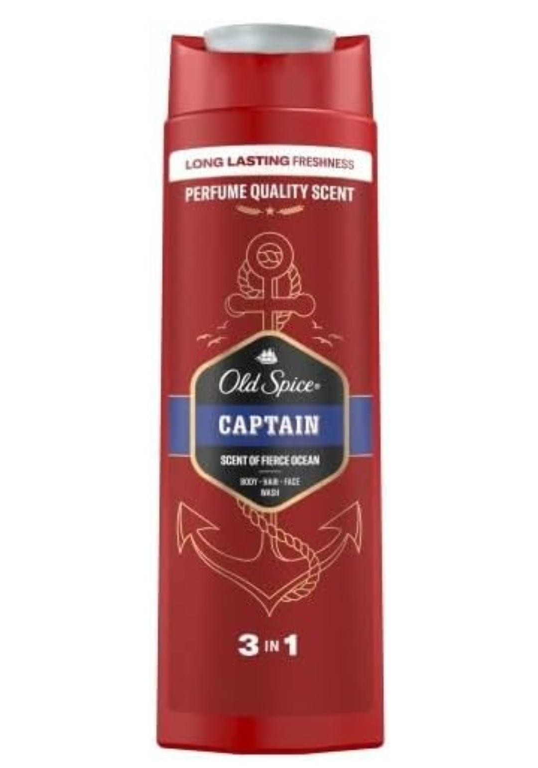 Old Spice Captain Shower Gel and Shampoo, 3 in 1 Body Wash, Face and Hair, Long Lasting Freshness, 675ml