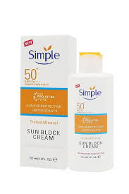 Simple Tinted Mineral Sun Block Cream 50+ SPF/ Pa+++