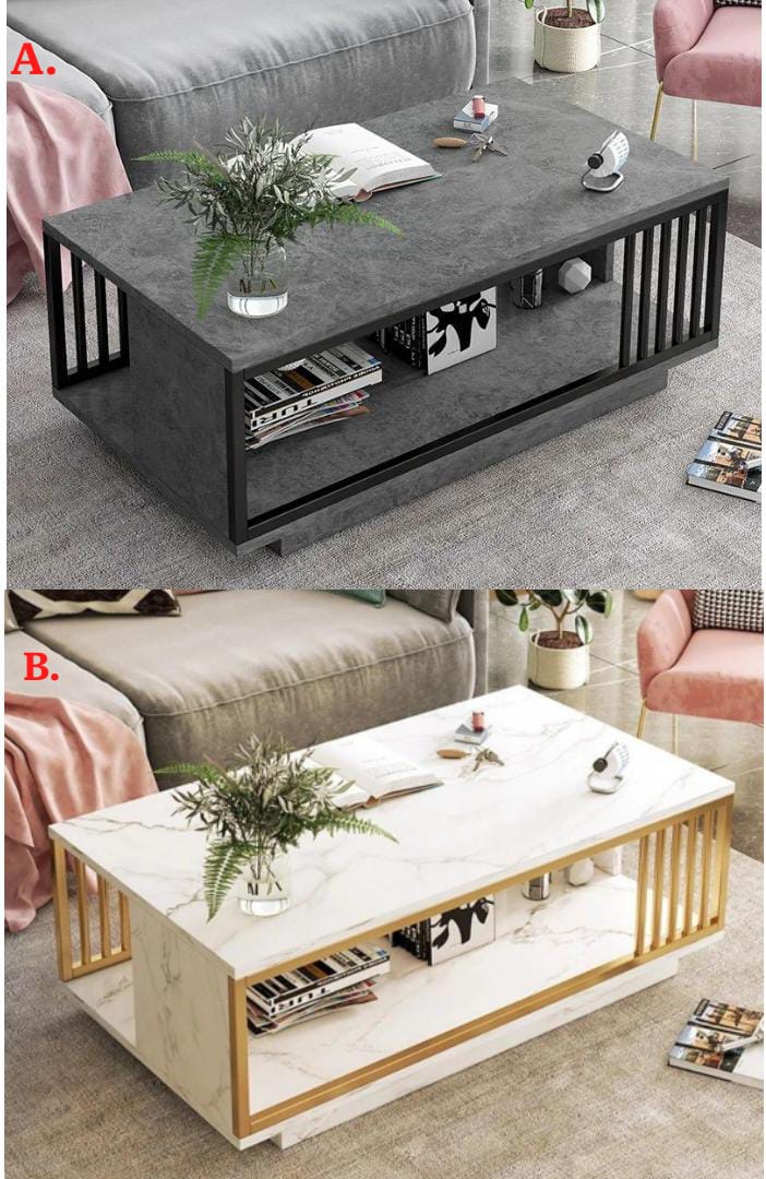 MODERN LUXURY DOUBLE COFFEE TABLE Color: Black and white Usage: Home living Room,Bedroom, sturdy Size: 120*60*47.5 Shape: Rectangle