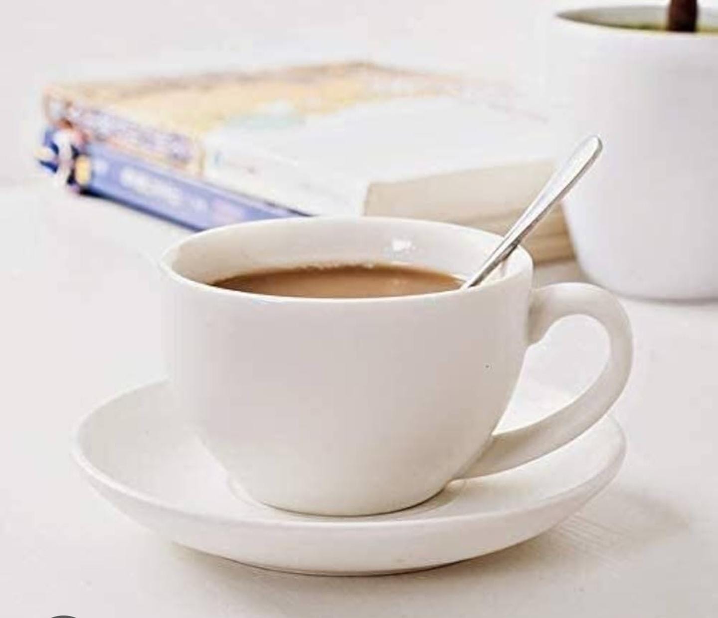 Ceramic Cappuccino Cups with Saucers - Set of 12,  6 cups and 6 saucers Perfect for Specialty Coffee Drinks, Latte, Cafe Mocha and Tea, Ivory White