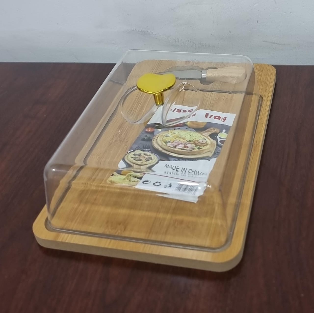 wooden 30x20 pizza tray plus acrylic cover and knife now available