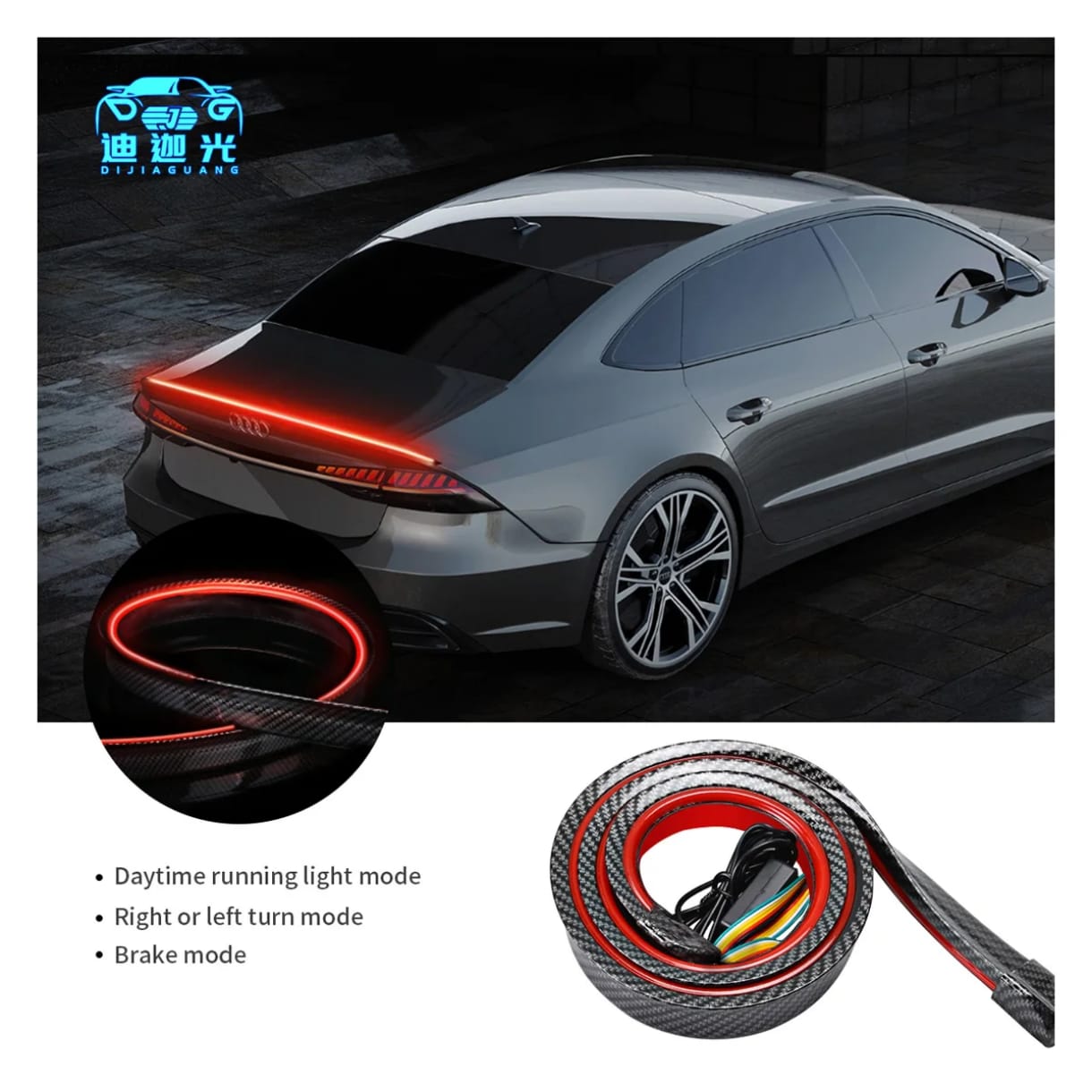 Universal Carbon Fiber Led Spoiler Lights Car Rear Spoiler