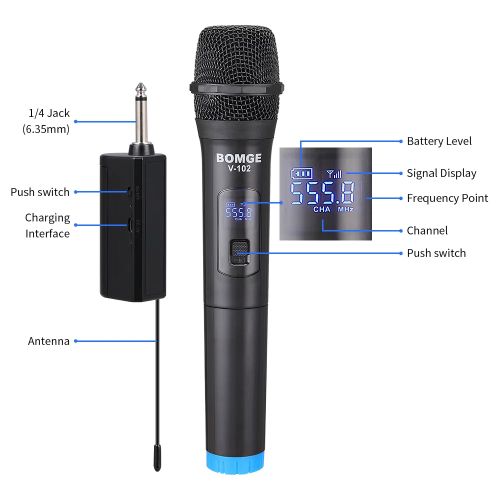 BOMGE Multifunctional Dual Channel Wireless Microphone Cordless