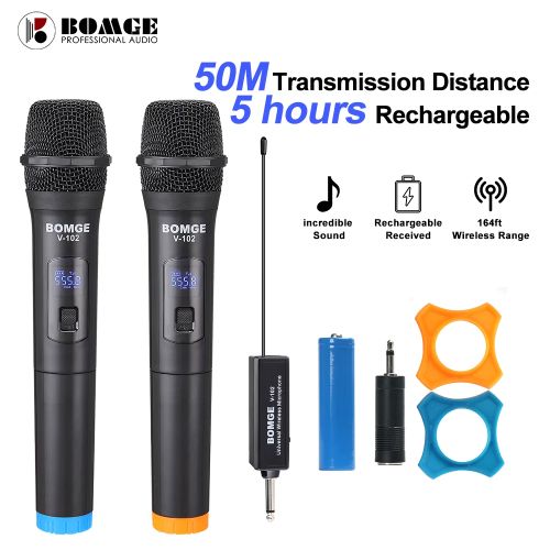 BOMGE Multifunctional Dual Channel Wireless Microphone Cordless