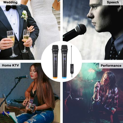 BOMGE Multifunctional Dual Channel Wireless Microphone Cordless