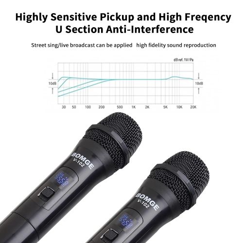 BOMGE Multifunctional Dual Channel Wireless Microphone Cordless