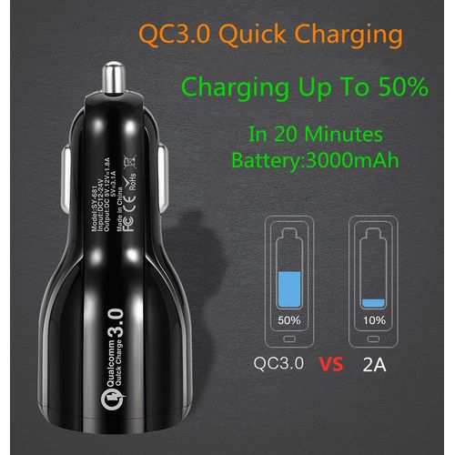 Quick Charge 3.0 + 3.1A Dual USB Port Car Charger Adapter