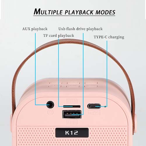 Bluetooth Speaker Microphone Home Karaoke Kit - LED Color Light Surround