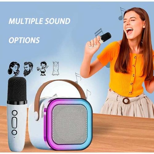 Bluetooth Speaker Microphone Home Karaoke Kit - LED Color Light Surround