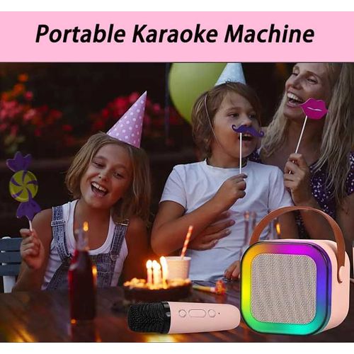 Bluetooth Speaker Microphone Home Karaoke Kit - LED Color Light Surround