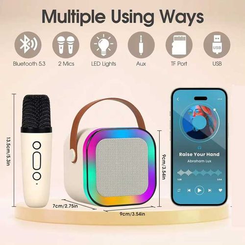 Bluetooth Speaker Microphone Home Karaoke Kit - LED Color Light Surround