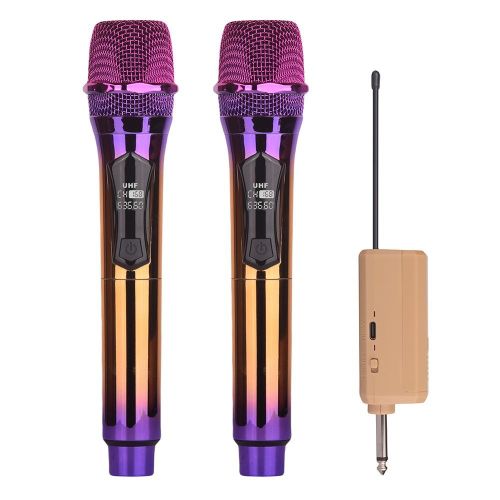 Wireless Microphone, Handheld Dynamic Microphone Wireless Mic System Set with Rechargeable Receiver C