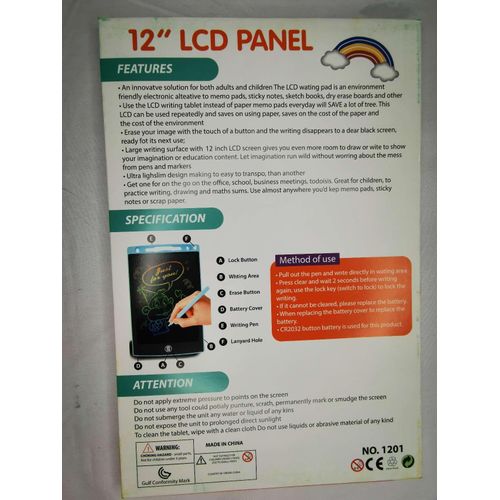 12 Inch Portable Magic Whiteboard, Colorful Screen, Multi-Color Writing, Safe, Reusable, Eco-Friendly, with Screen Lock and Easy Cleaning
