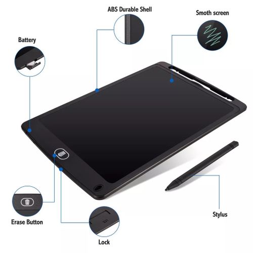 12 Inch Portable Magic Whiteboard, Colorful Screen, Multi-Color Writing, Safe, Reusable, Eco-Friendly, with Screen Lock and Easy Cleaning