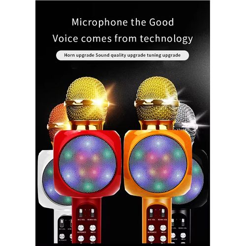 Bluetooth Wireless WS1816 Microphone With Led Light Microphone Handheld FM Mic Broadcast Microphone For Music Singing Speaker Player Vocal Microphones