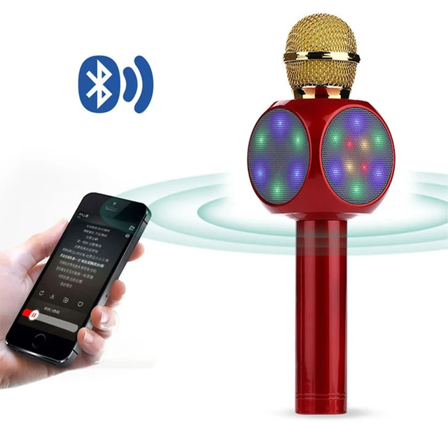 Bluetooth Wireless WS1816 Microphone With Led Light Microphone Handheld FM Mic Broadcast Microphone For Music Singing Speaker Player Vocal Microphones