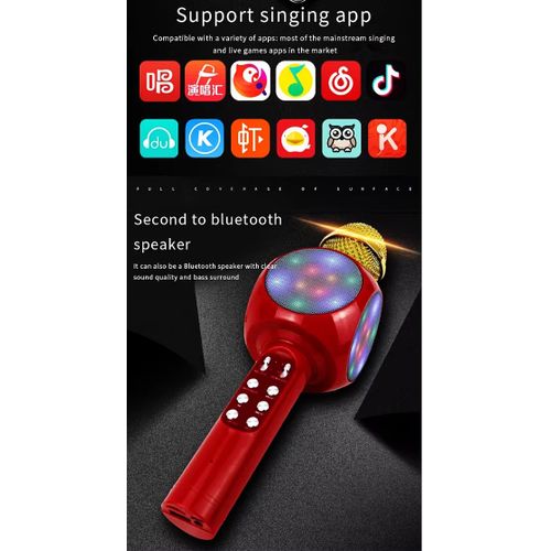 Bluetooth Wireless WS1816 Microphone With Led Light Microphone Handheld FM Mic Broadcast Microphone For Music Singing Speaker Player Vocal Microphones