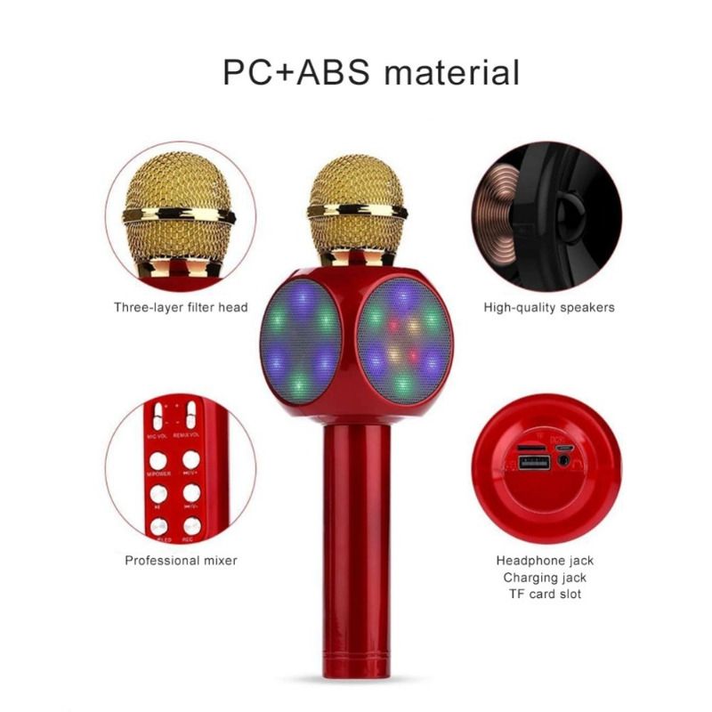 Bluetooth Wireless WS1816 Microphone With Led Light Microphone Handheld FM Mic Broadcast Microphone For Music Singing Speaker Player Vocal Microphones