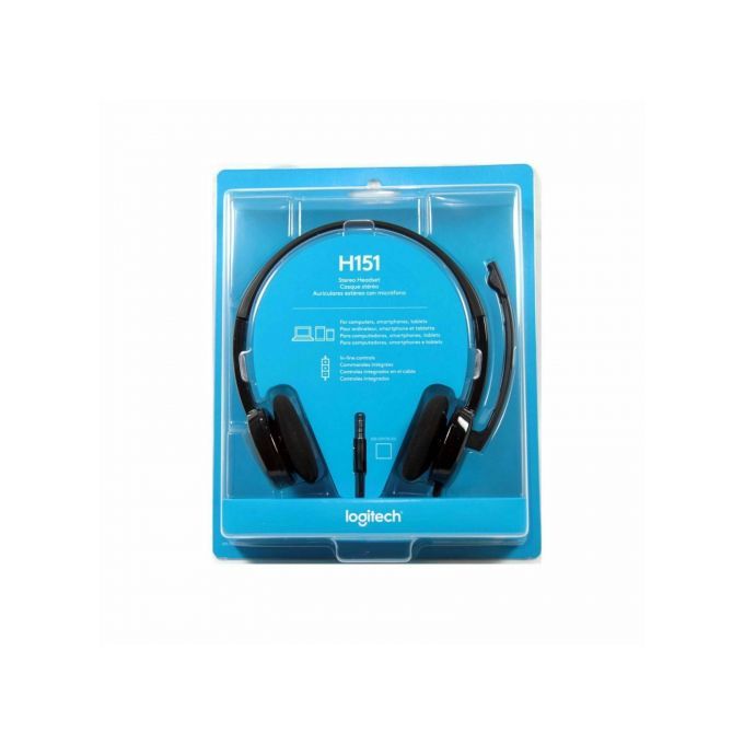 Logitech H111 Wired Headset, Stereo Headphones with Noise-Cancelling Microphone, 3.5 mm Audio Jack, PC/Mac/Laptop/Smartphone/Tablet