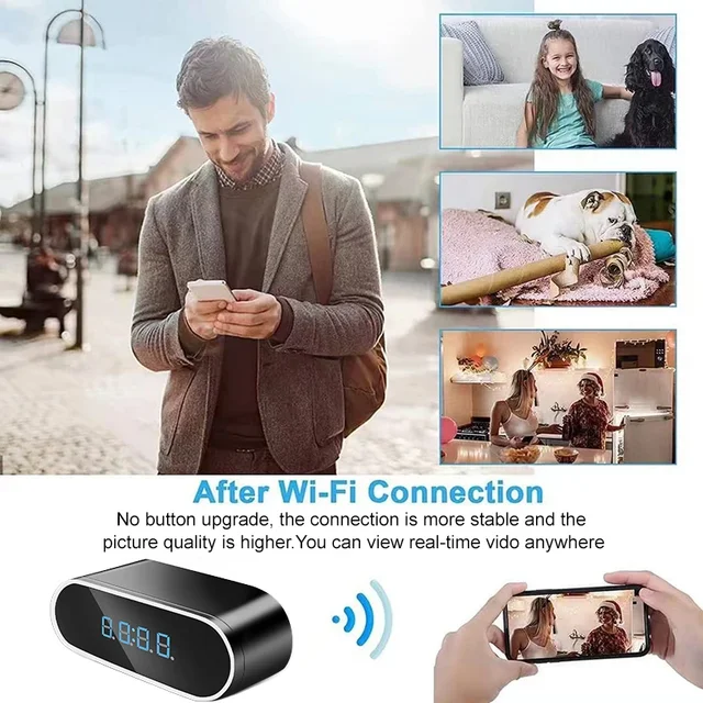 WiFi Hidden Camera Clock HD 1080P Spy Cameras Wireless Indoor Security Surveillance Camera Small Nanny Cam with Motion Detection, Remote Viewing for Home and Office