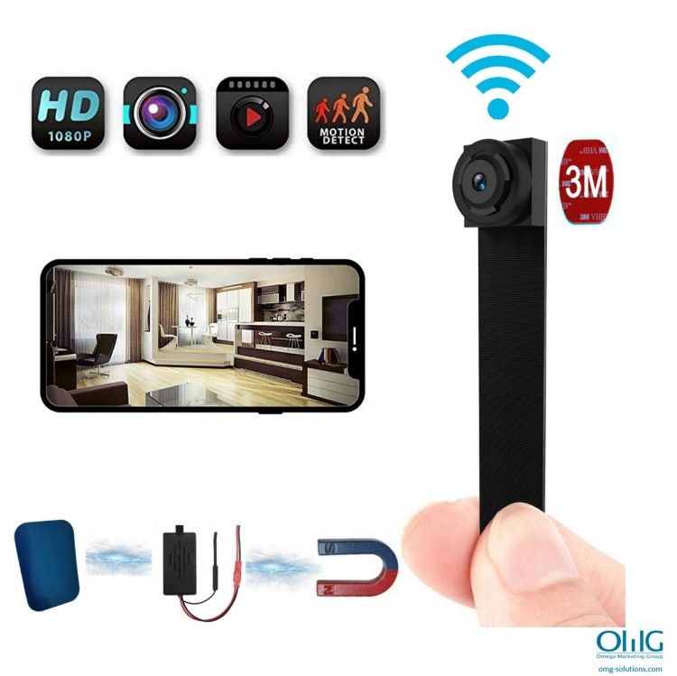 1080P HD WIFI PINHOLE SPY CAMERA with Motion Detection, DC or battery Powered, Micro SD Card Slot, Portable Mini WiFi DIY Hobbie Sport Wearable Mobile Hidden Nanny Cam Spy Gadget