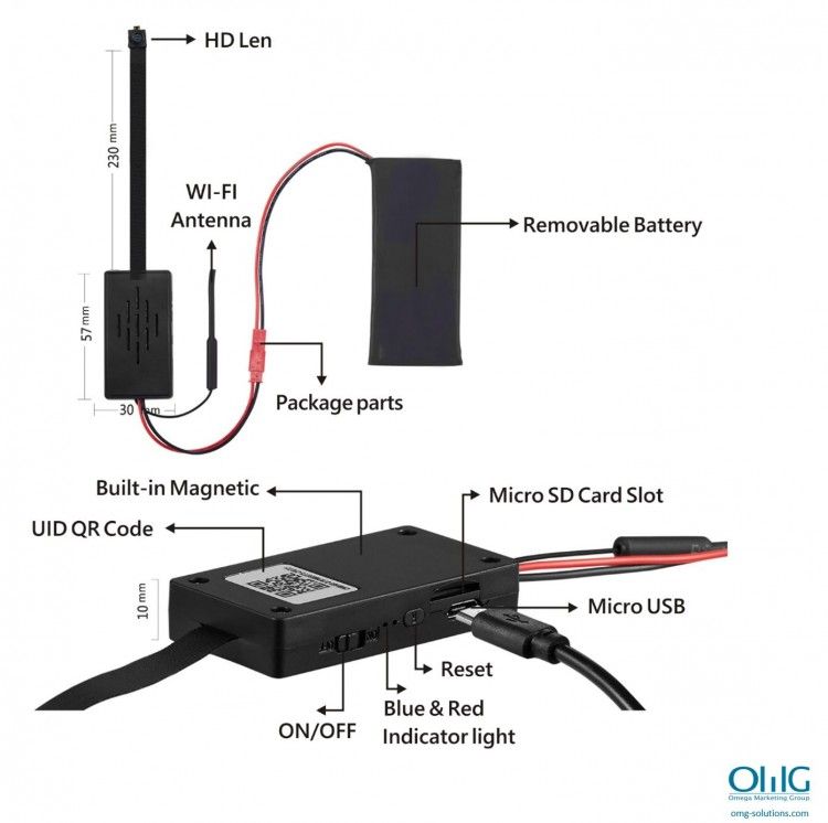 1080P HD WIFI PINHOLE SPY CAMERA with Motion Detection, DC or battery Powered, Micro SD Card Slot, Portable Mini WiFi DIY Hobbie Sport Wearable Mobile Hidden Nanny Cam Spy Gadget