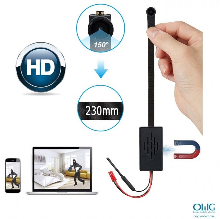 1080P HD WIFI PINHOLE SPY CAMERA with Motion Detection, DC or battery Powered, Micro SD Card Slot, Portable Mini WiFi DIY Hobbie Sport Wearable Mobile Hidden Nanny Cam Spy Gadget