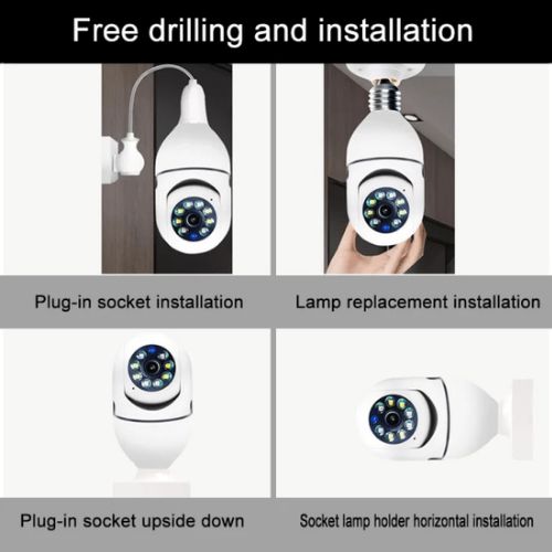 360° PTZ WIRELESS WiFi NANNY BULB CCTV CAMERA 2MP