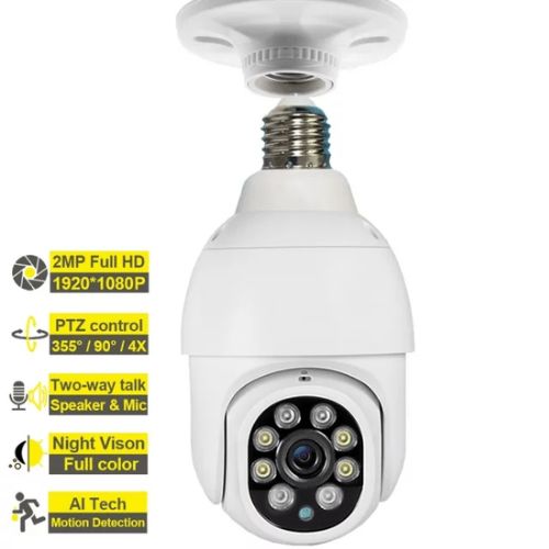 360° PTZ WIRELESS WiFi NANNY BULB CCTV CAMERA 2MP