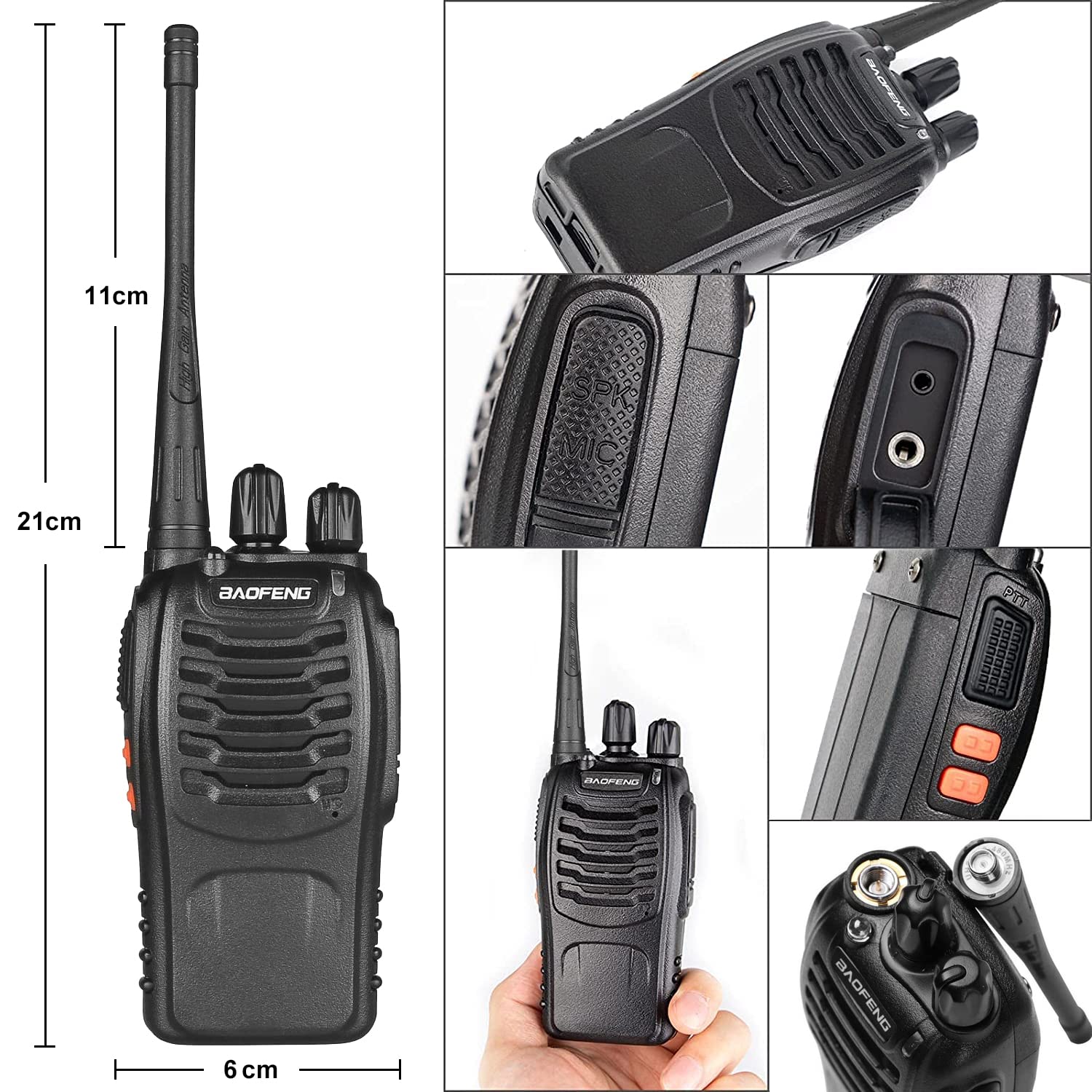 Baofeng Walkie Talkies for Adults Rechargeable bf-888s Two-Way Radios Long Range Interphone Handheld Communicator Professional UHF 8 Pack Walky Talky Set with Earpiece,Li-ion Battery and Charger