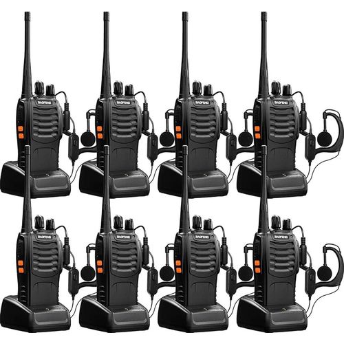 Baofeng Walkie Talkies for Adults Rechargeable bf-888s Two-Way Radios Long Range Interphone Handheld Communicator Professional UHF 8 Pack Walky Talky Set with Earpiece,Li-ion Battery and Charger