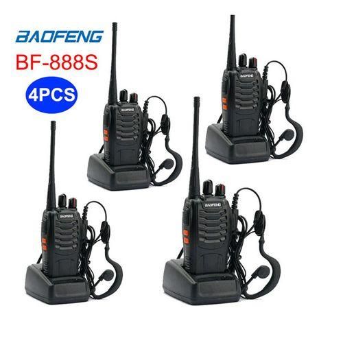 Baofeng Walkie Talkies for Adults Rechargeable bf-888s Two-Way Radios Long Range Interphone Handheld Communicator Professional UHF 4 Pack Walky Talky Set with Earpiece,Li-ion Battery and Charger