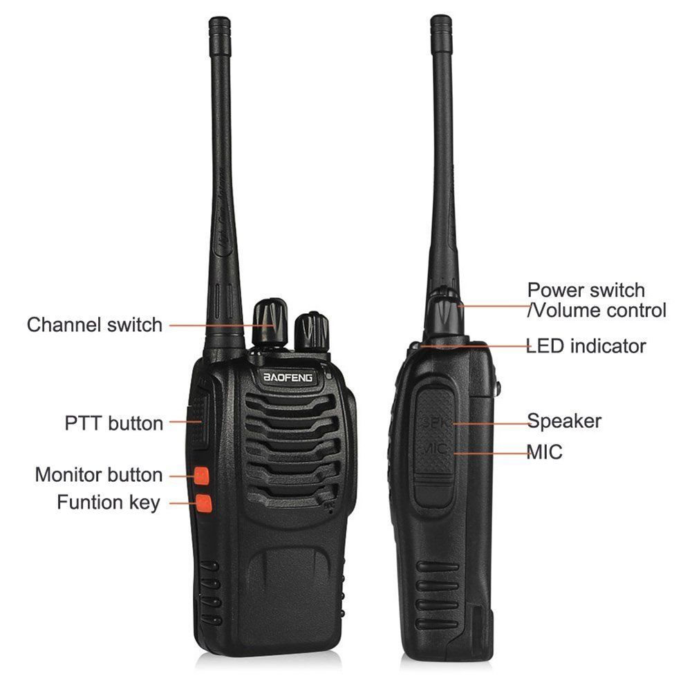 Baofeng Walkie Talkies for Adults Rechargeable bf-888s Two-Way Radios Long Range Interphone Handheld Communicator Professional UHF 4 Pack Walky Talky Set with Earpiece,Li-ion Battery and Charger
