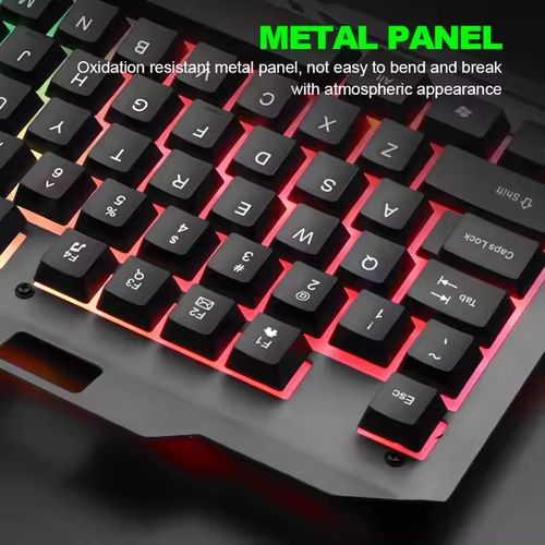 Wired Gaming Keyboard Backlight RGB METAL PANEL Keyboard And Mouse Set