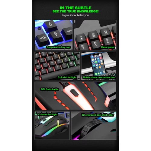 Wired Gaming Keyboard Backlight RGB METAL PANEL Keyboard And Mouse Set