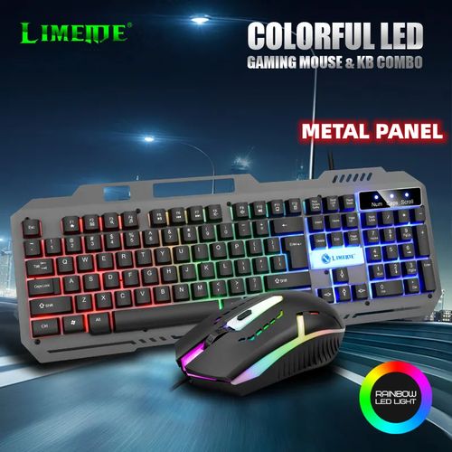 Wired Gaming Keyboard Backlight RGB METAL PANEL Keyboard And Mouse Set