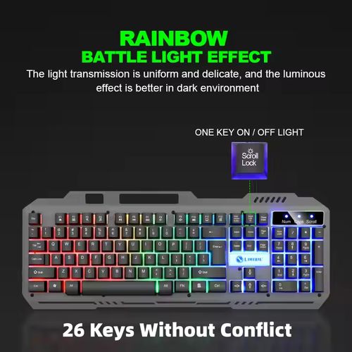 Wired Gaming Keyboard Backlight RGB METAL PANEL Keyboard And Mouse Set