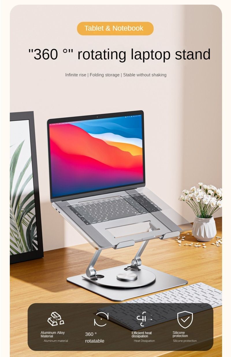 Laptop Stand 360° Rotatable Foldable Heavy Aluminum Alloy Notebook Holder Compatible 11-17.5 Inch