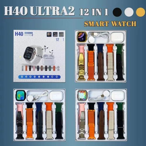 Ultra-2 (12 IN 1) Smart Watch with wireless earpods and 10 different Straps