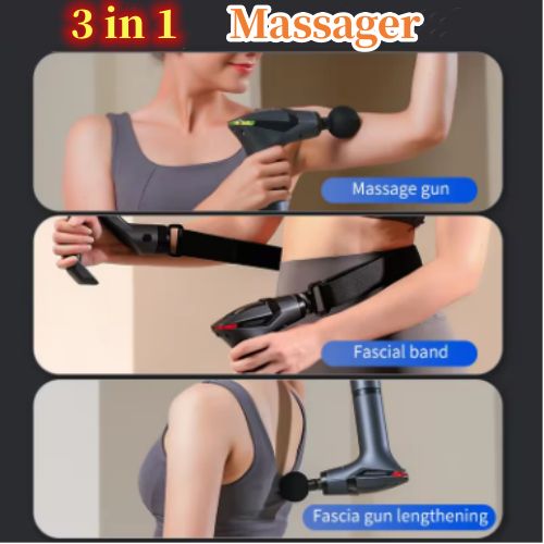 3 In 1 Split Pull Strap Fascia Gun With Multifunctional Detachable Handle, Vibration Band Massage, Muscle Fitness Massage