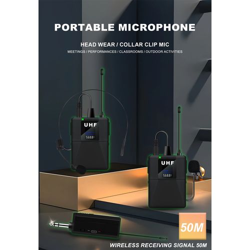 1 Drag 2 Wireless Waist Lapel Microphone Lavalier Mic Noise Reduction Live Interview Mobile Phone Recording