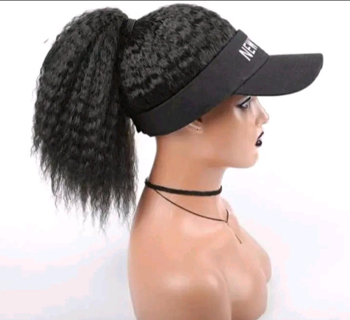 Semi human curly cap wig