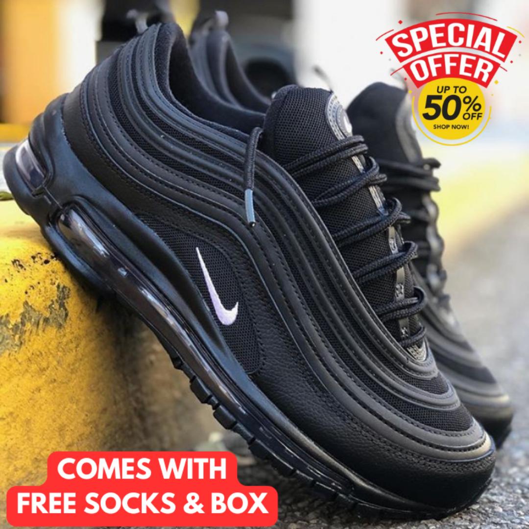 ORIGINAL AIRMAX 97 BLACK (BEST SHOP FOR AIRFORCE, AIR FORCE, JORDAN, AIR MAX, AIRMAX) FASHIONABLE SNEAKERS