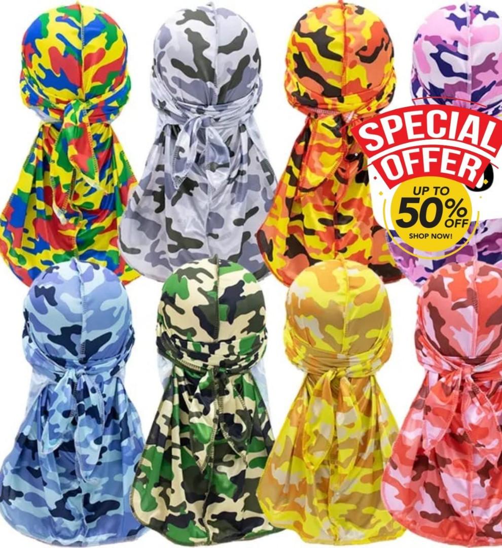 CLASSY COLOURFUL CAMOUFLAGE DURAG, SKULL CAP, GOTHIC BEANIE HATS, MARVINS HATS (BEST SHOP FOR BEANIE HATS, BASEBALL CAPS, MARVINS, DURAGS)