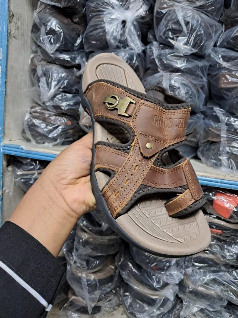 ORIGINAL LEATHER MEN OPEN SHOES VERY COMFORTABLE AND DURABLE. (BEST SHOP FOR SLIP ONS, SLIPERS, SLIDES & OPEN SHOES)
