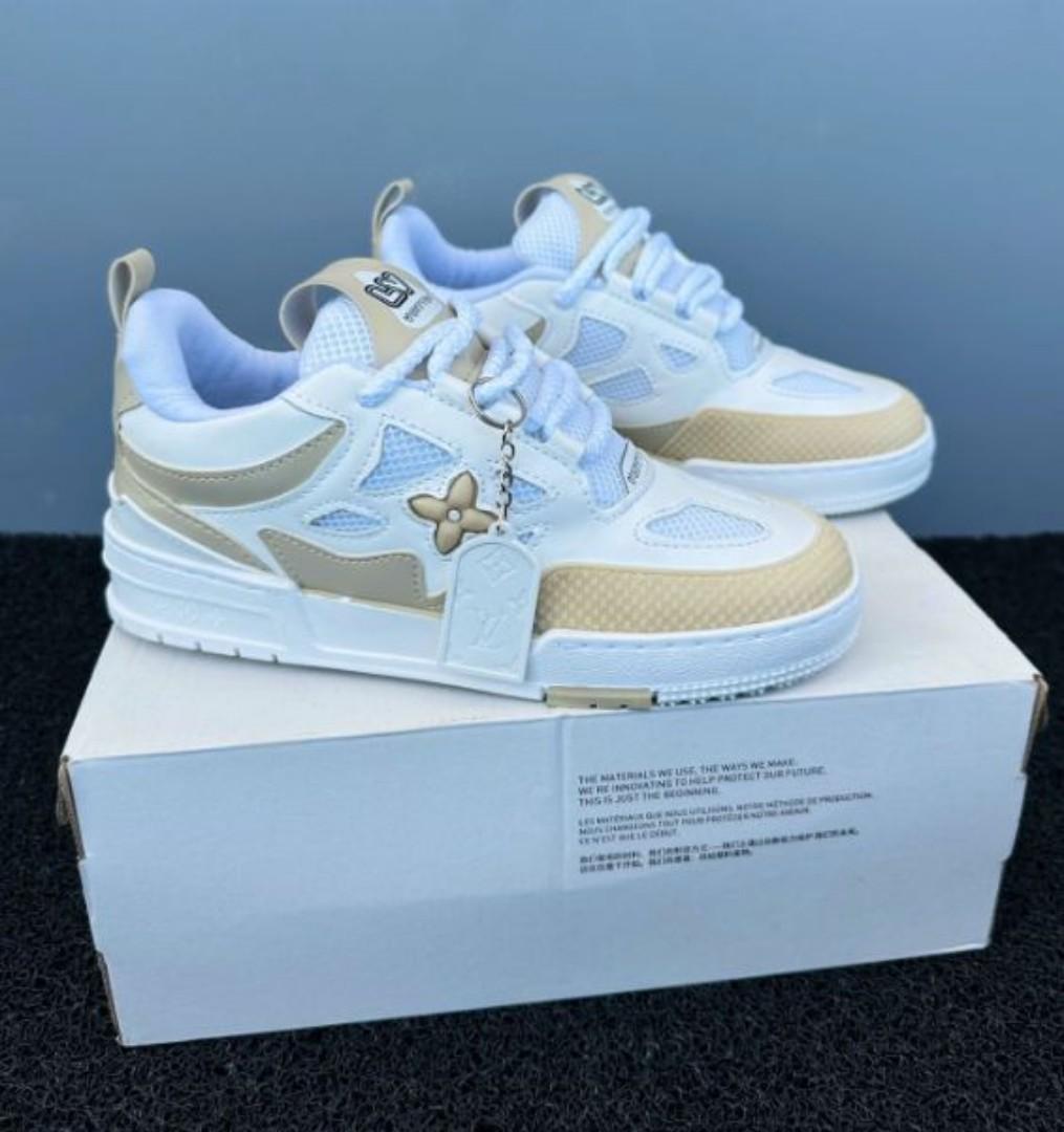 🔥( ON OFFER ) LOUIS VUITTON SNEAKERS, LV SKATE , MULTI COLOUR WHITE AND BROWN TUNED AIR, HIGH QUALITY SNEAKERS. Best shop for Airforce, Air jordan, Airmax tn, Air force sneakers) GENERIC