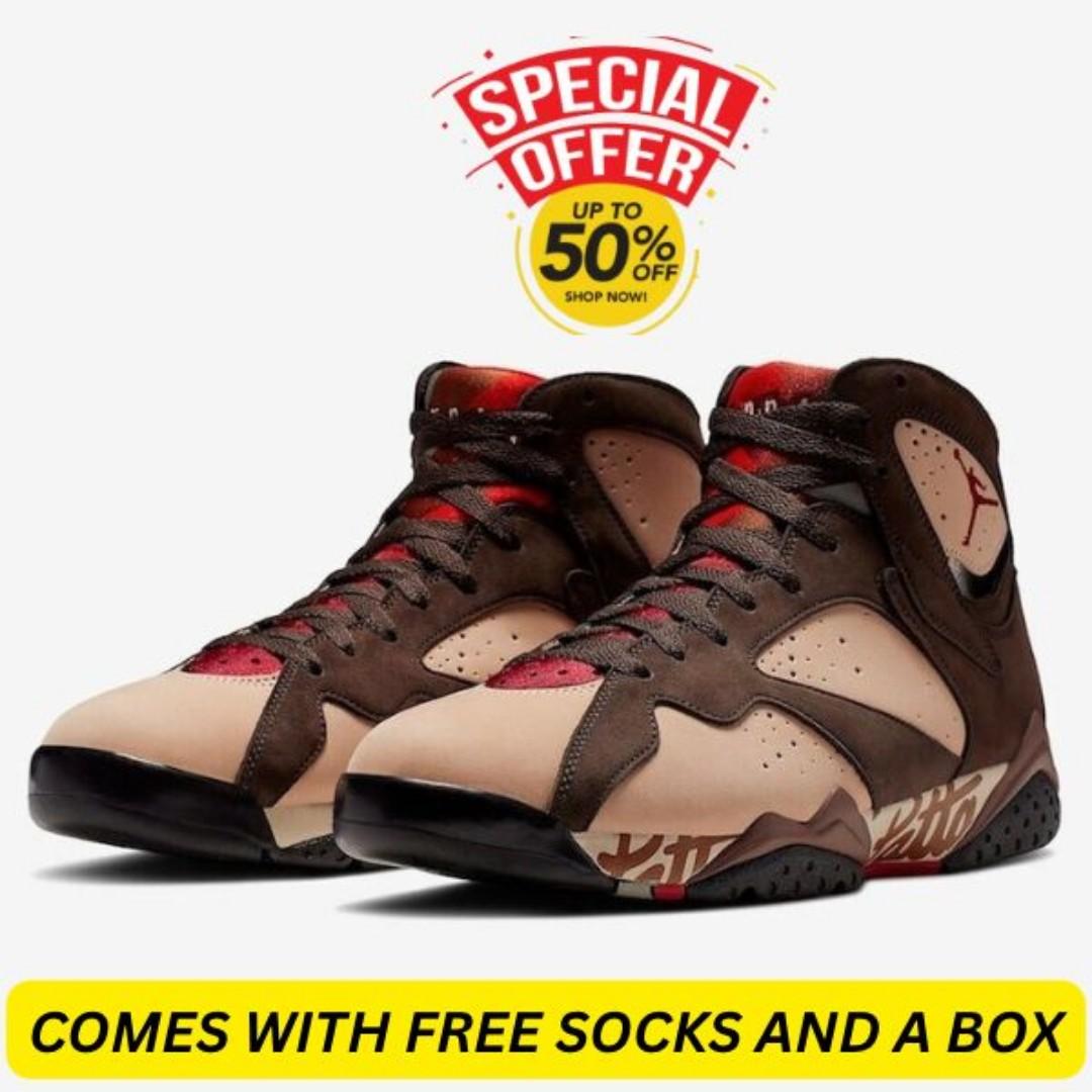 🔥( ON OFFE AIR JORDAN 7 PATTA (shimmer/tough red-velvet brown) RETRO, CUSTOMIZED JORDAN, COLOUR BLACK ,HIGH QUALITY SNEAKERS. JORDAN Best shop for Airforce, Air jordan, Airmax tn, Air force sneakers)